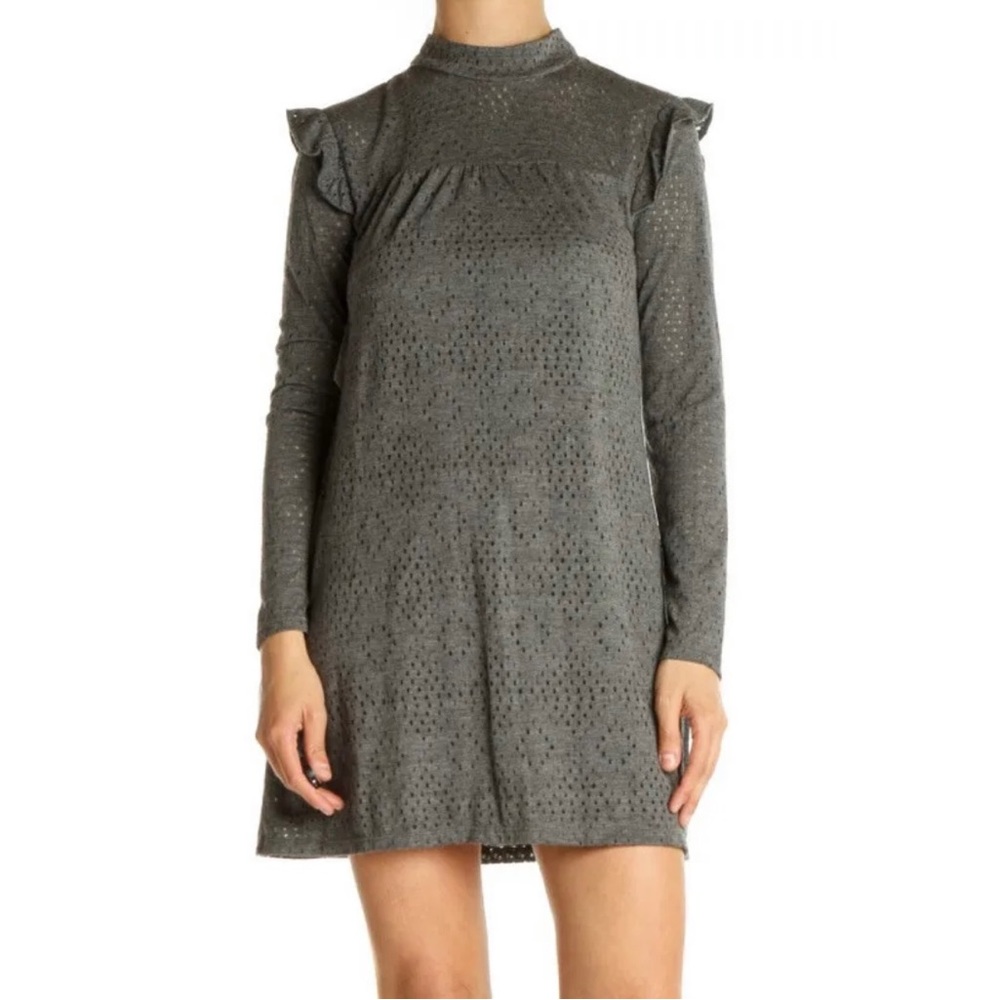 BCBG Generation Eyelet Shift Dress NWT Women’s M Long Sleeve Ruffle Mini